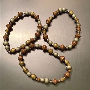 Elegant Metallic Beaded Bracelet Set